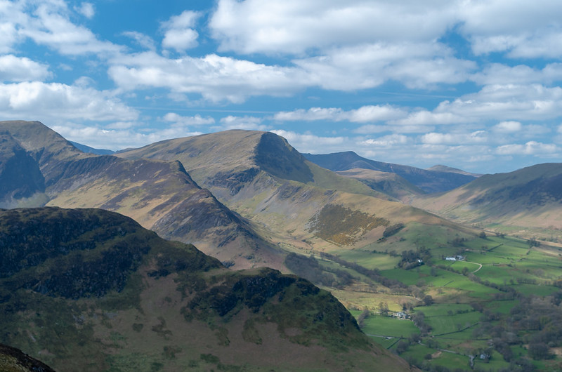 keswick mountain range with blue sky and clouds